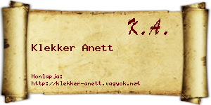 Klekker Anett névjegykártya